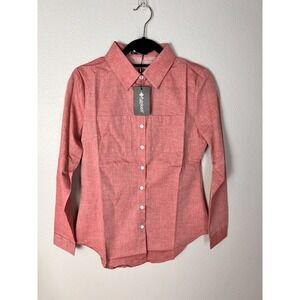 Fuinloth Mens Long Sleeve Button Up Shirt Size‎ Small S Red NWT